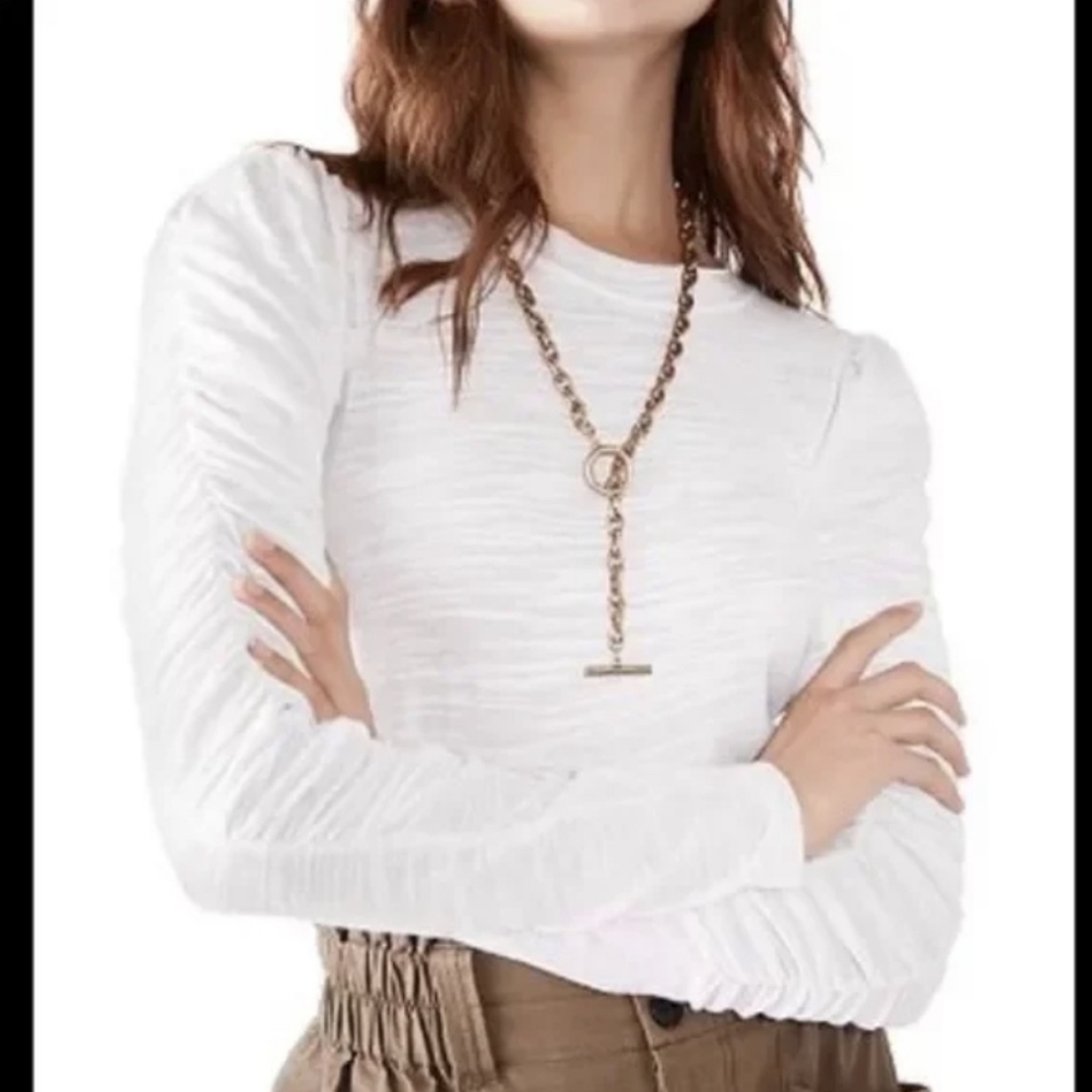 Free People White Long Sleeve Top